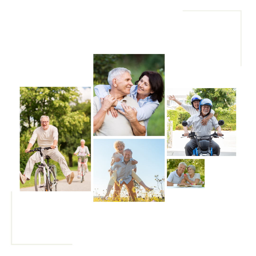 happy senior couple walking together in a park